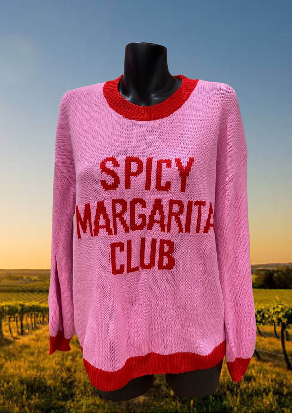 By Frankie Spicy Margarita Club Knit Pull Over Jumper in Pink