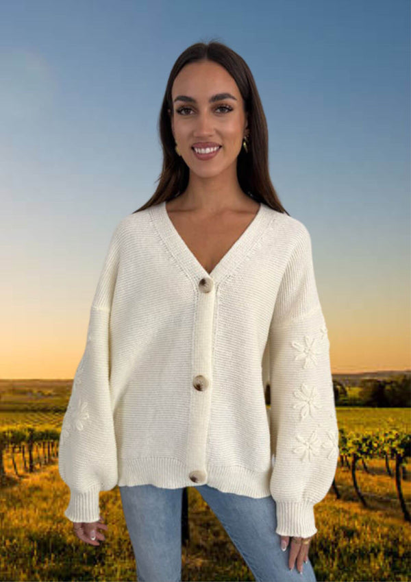 Chunky Knit Cardi Jacket in Cream