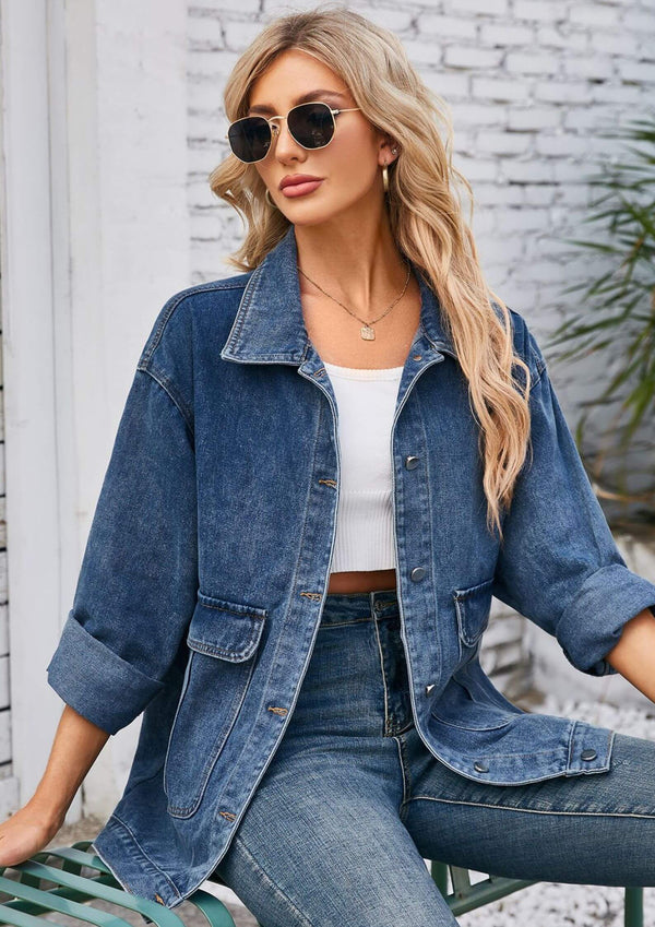 Denim Shacket Jacket in Classic Blue Wash