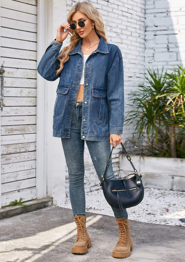 Denim Shacket Jacket in Classic Blue Wash