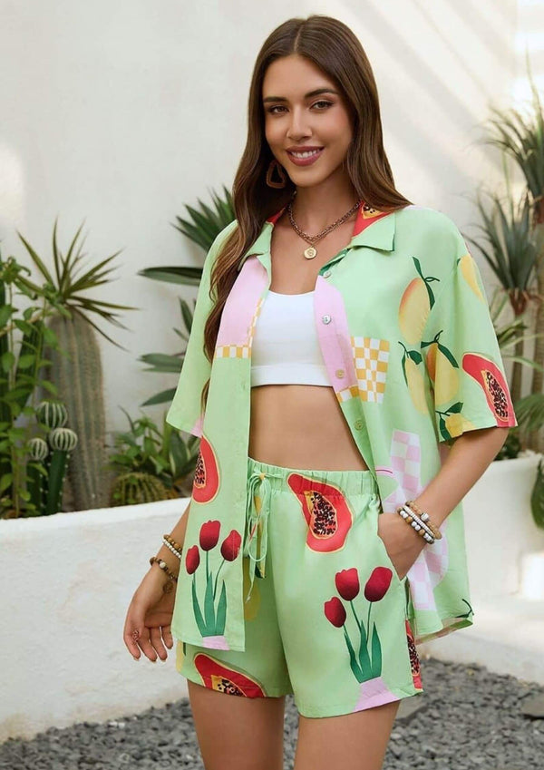 Harper Matching Top and Shorts Set in Lime Papaya