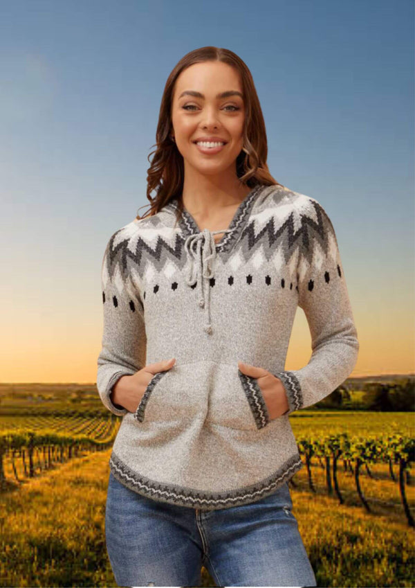 Jaimie Pullover Hoodie in Grey Knit