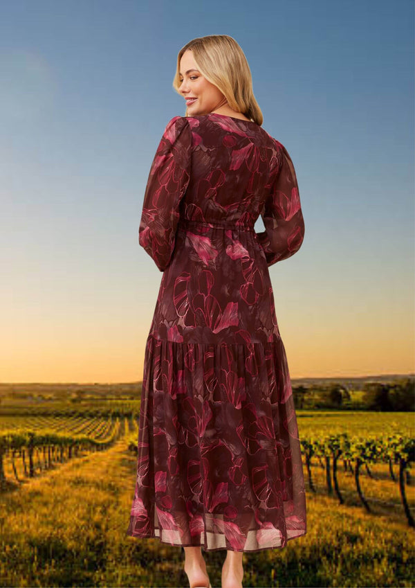 Jasmine Long Sleeve Maxi Dress in Shiraz Print
