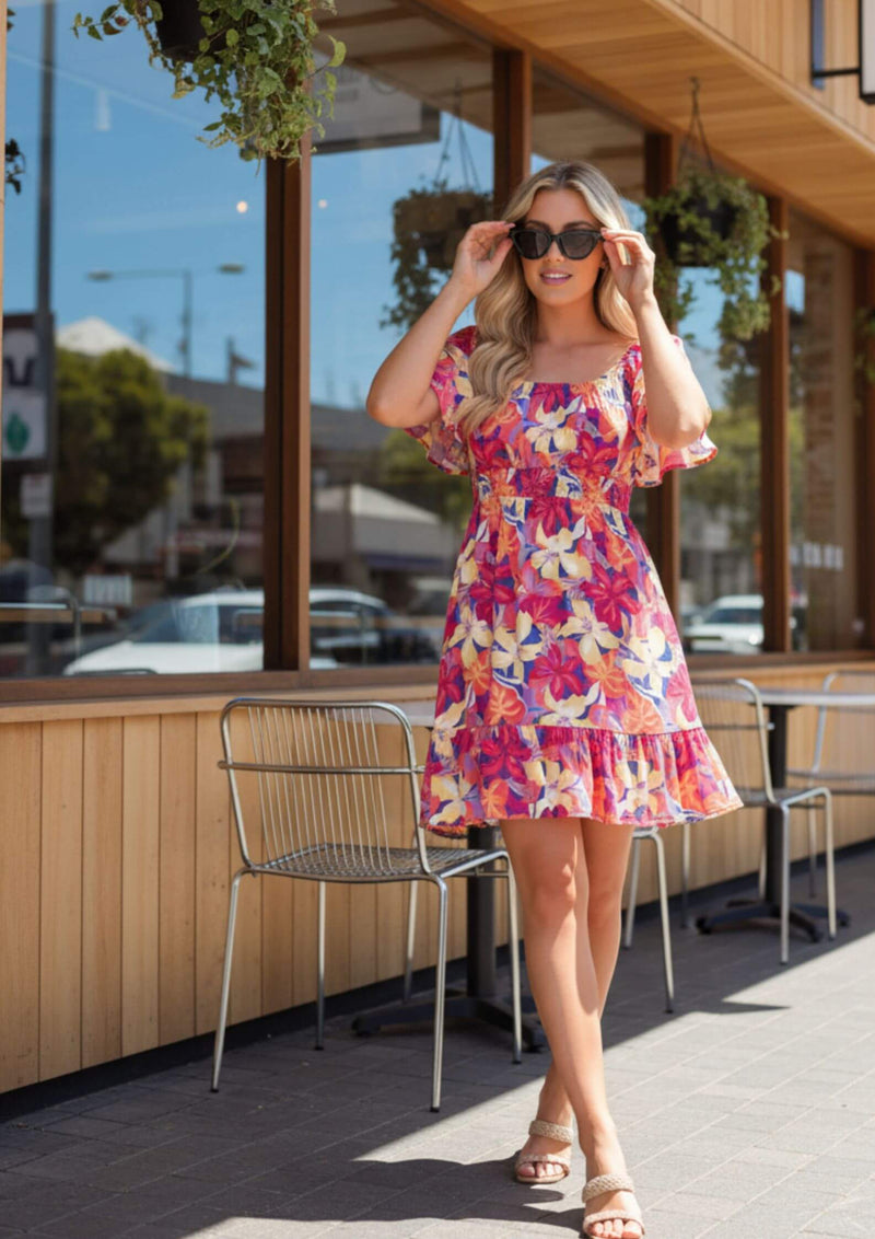 Kaliya Off or On the Shoulder Dress in Pinks