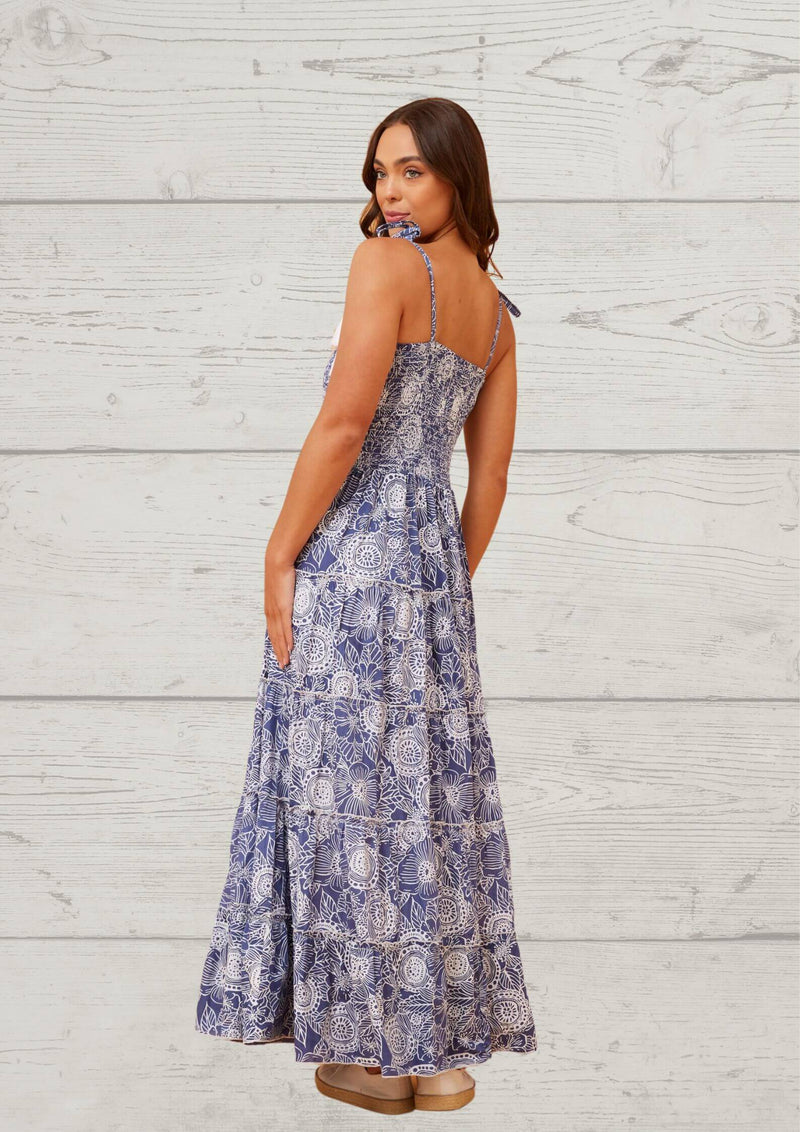 Keeley Strappy Maxi Dress in Cornflower Blue