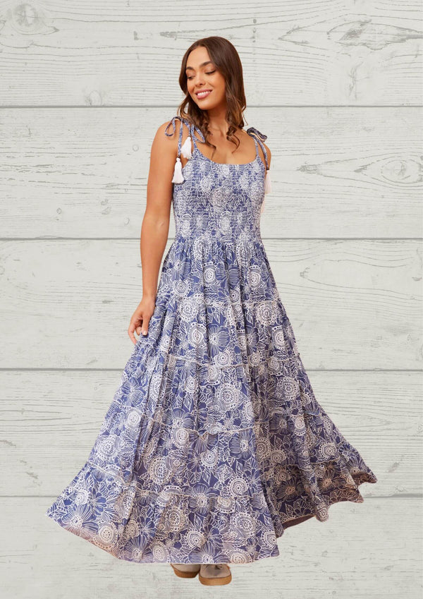 Keeley Strappy Maxi Dress in Cornflower Blue