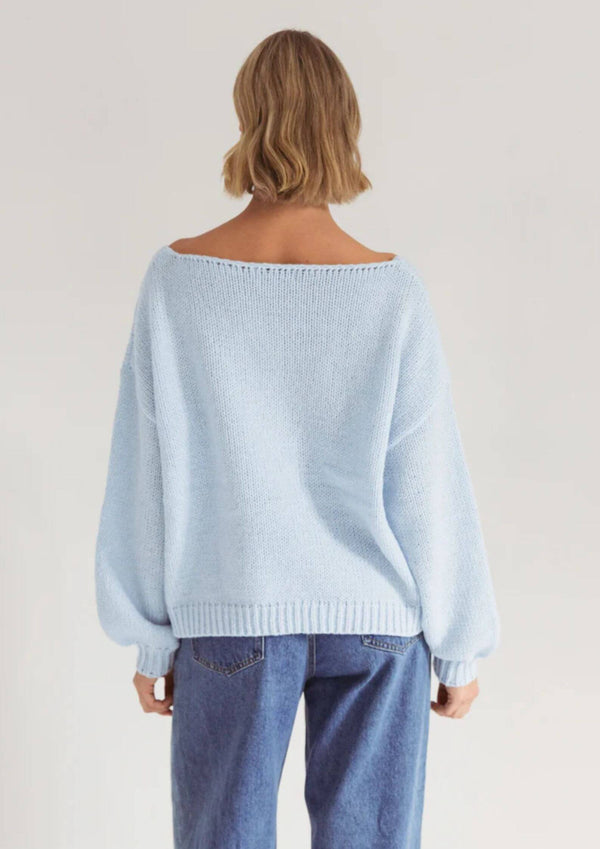 Limoncello Knit Jumper Top in Baby Blue