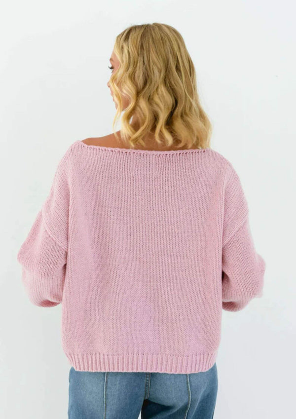 Limoncello Knit Jumper Top in Blush Pink