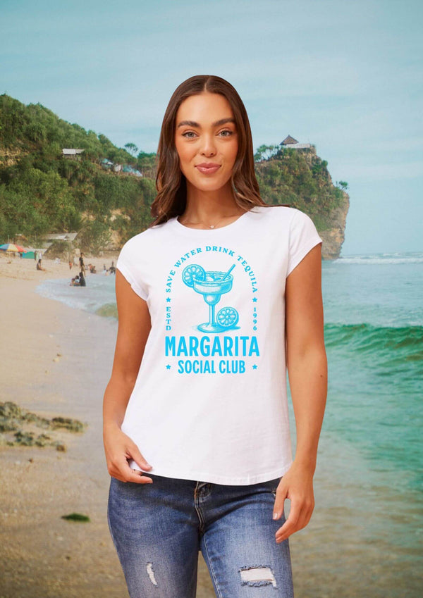 Margarita Social Club Ladies Tee Shirt in White