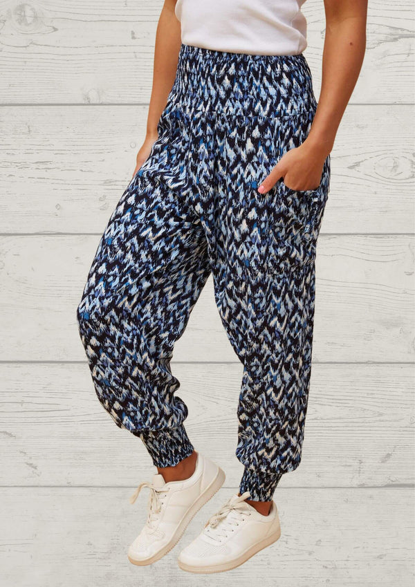 Super Comfy Pants in Blues and White