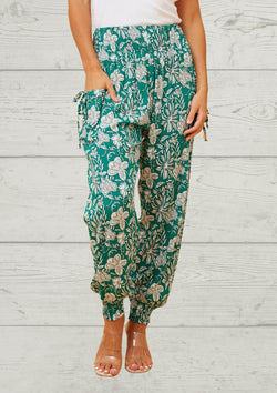 Super Comfy Pants in Teal and White