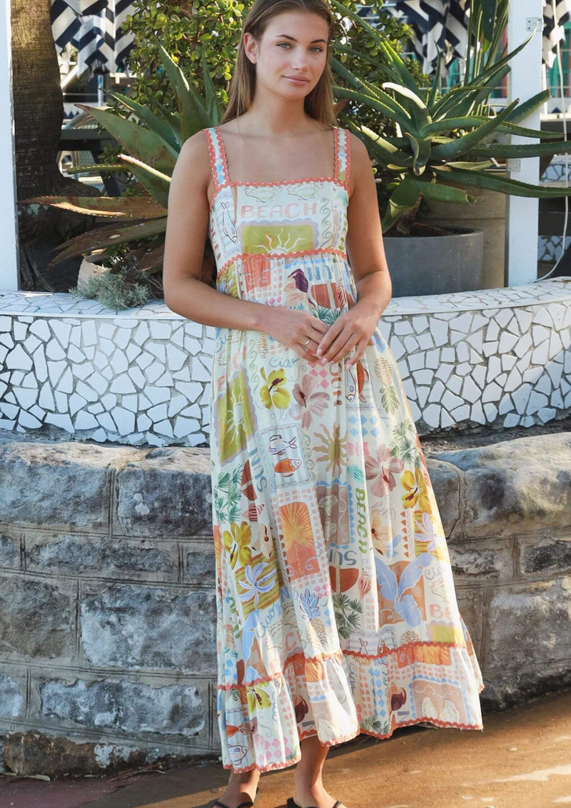 island print maxi dresses Vacay Mode Strappy Maxi Dress in Island Print – Frangipani Living