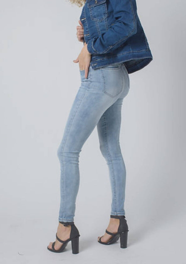 High Waist Skinny Jeans in Light Blue by Wakee