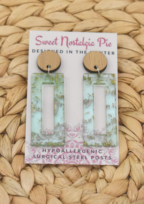 Sweet Nostalgia Pie Earring Drops Lime Foil Rectangles