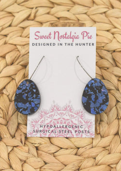 Sweet Nostalgia Pie Earrings Hoops in Blue Glitter Shards