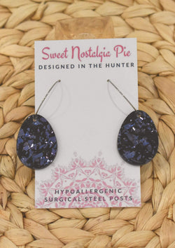 Sweet Nostalgia Pie Earrings Hoops in Lavender Glitter Shards